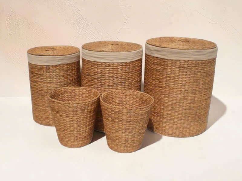 Round Water hyacinth basket set of 5